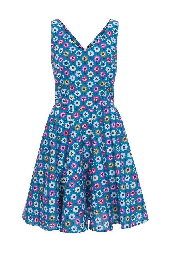 Ella Teal Print Dress